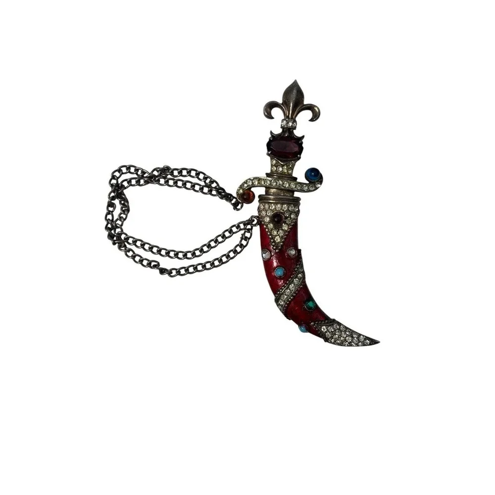 Vintage 1940s Urie Mandle Sterling Enamel‎ Dagger & Sheath Brooch Pin
